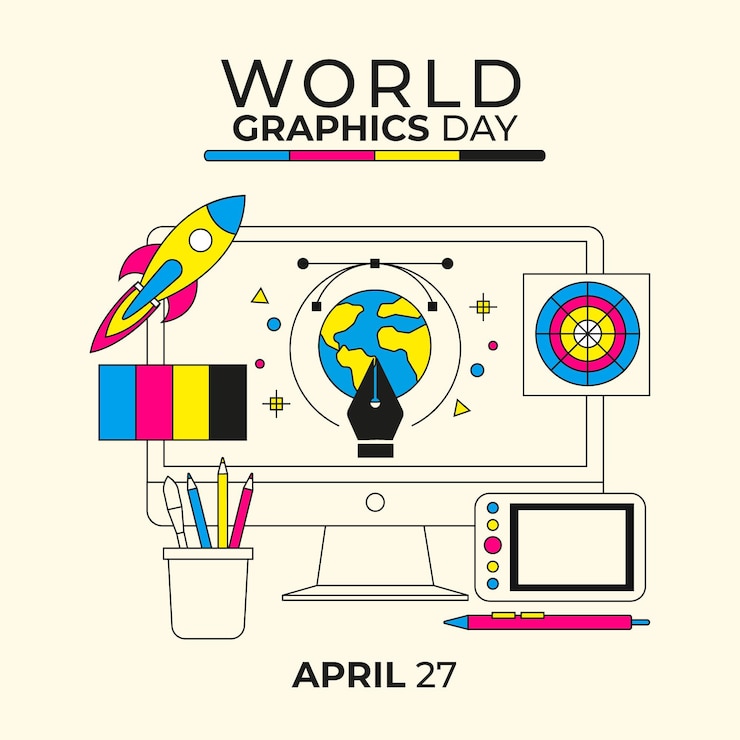 Vector Gratis ilustrasi hari grafis dunia datar