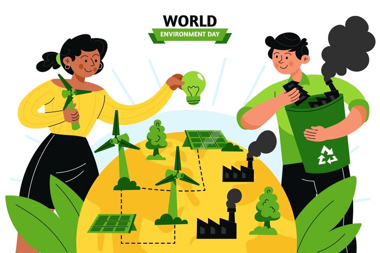 Vector Gratis ilustrasi hari lingkungan dunia datar