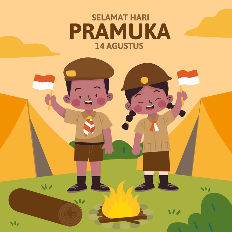 Vector Gratis ilustrasi hari pramuka yang digambar tangan