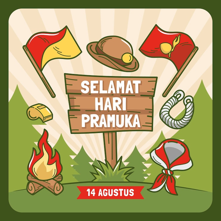 Vector Gratis ilustrasi hari pramuka yang digambar tangan