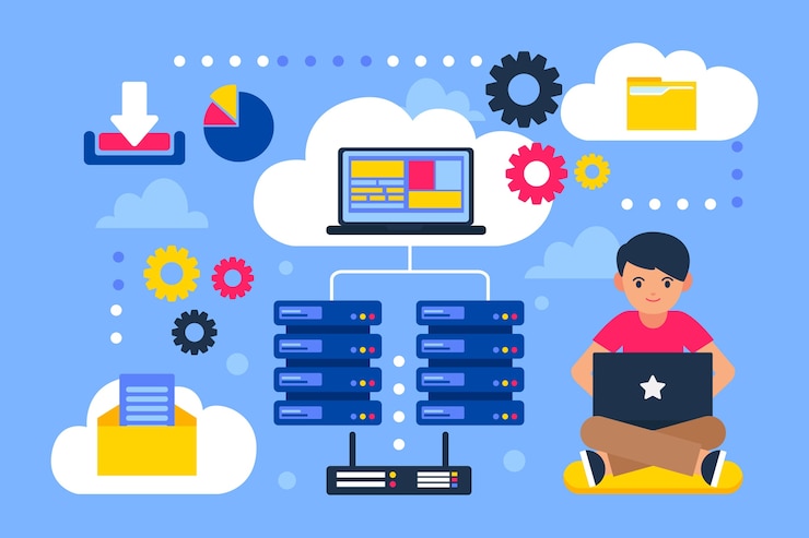 Vector Gratis ilustrasi hosting situs web kreatif abstrak