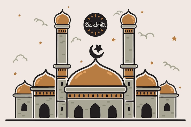 Vector Gratis ilustrasi idul fitri digambar tangan