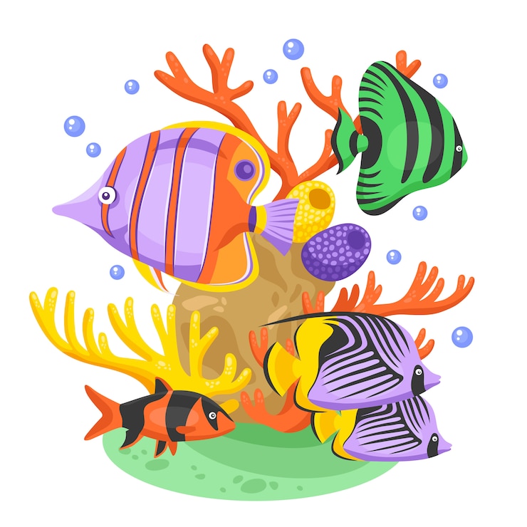 Vector Gratis ilustrasi ikan tropis eksotis