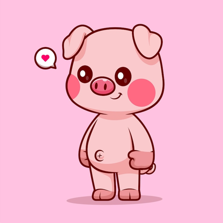Vector Gratis ilustrasi ikon vektor kartun babi lucu berdiri. konsep ikon alam hewan terisolasi datar premium