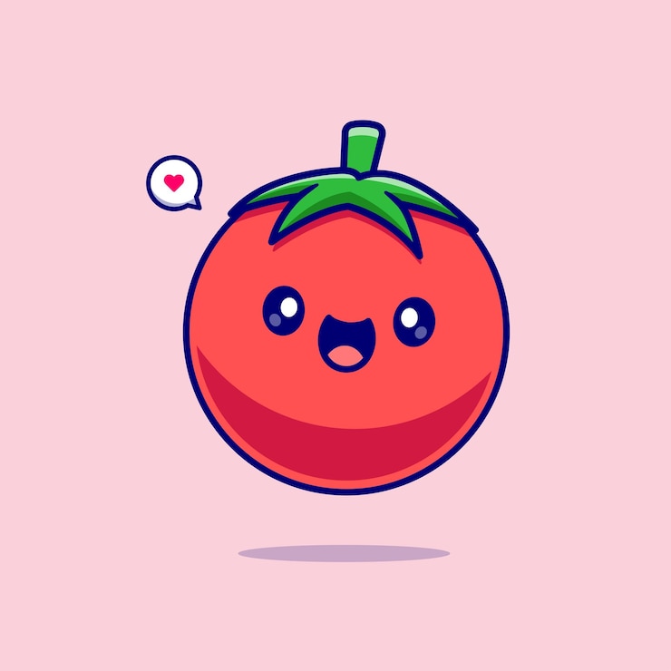 Vector Gratis ilustrasi ikon vektor kartun senyum tomat lucu, ikon alam makanan, vektor datar terisolasi