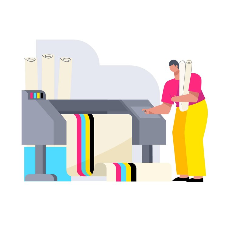 Vector Gratis ilustrasi industri percetakan datar
