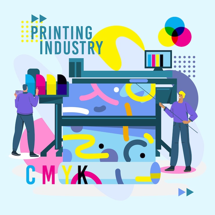 Vector Gratis ilustrasi industri percetakan