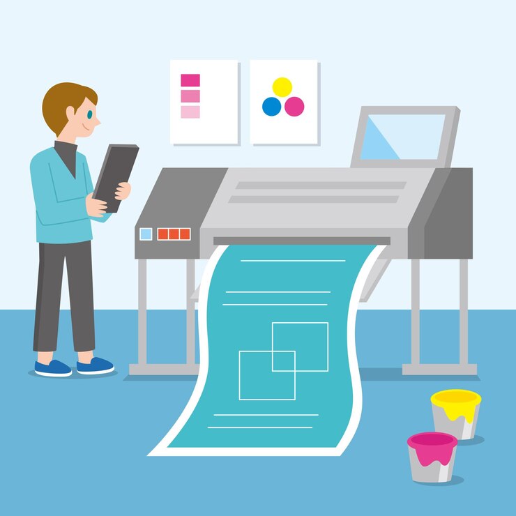 Vector Gratis ilustrasi industri percetakan