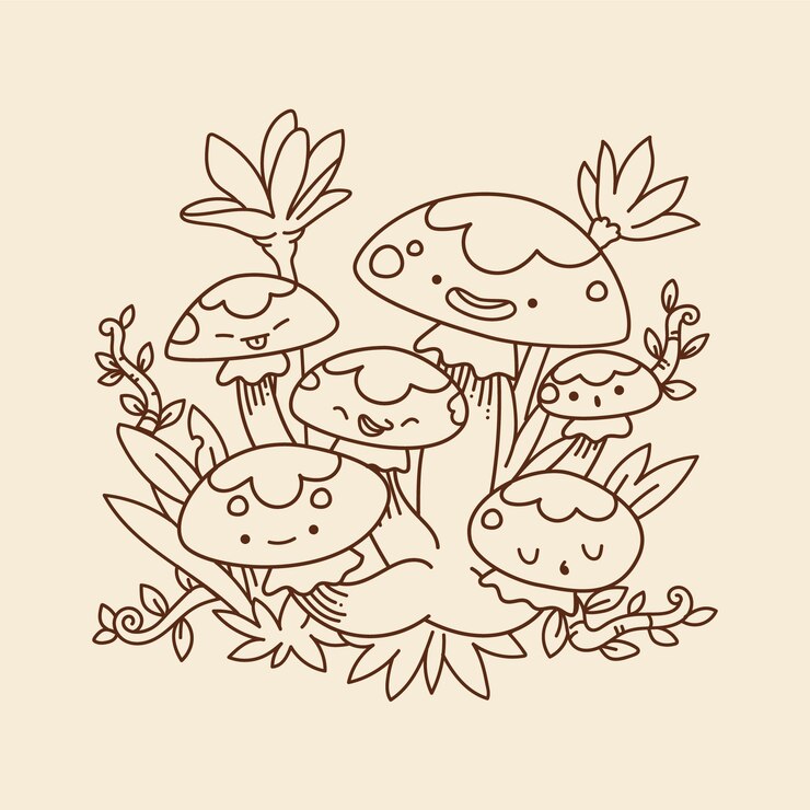 Vector Gratis ilustrasi jamur digambar tangan