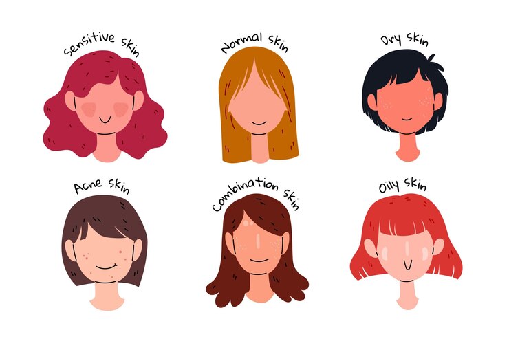 Vector Gratis ilustrasi jenis kulit datar digambar tangan
