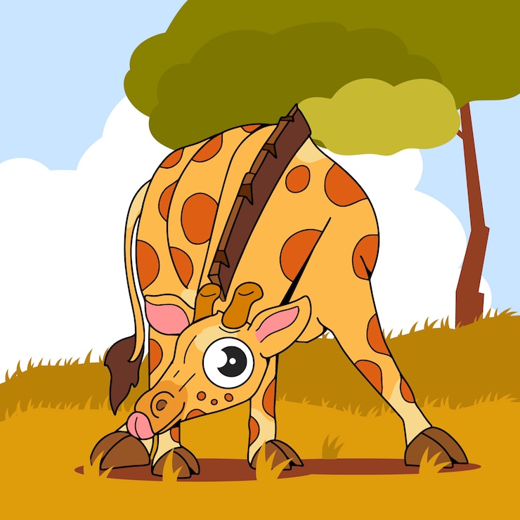 Vector Gratis ilustrasi jerapah kartun yang digambar tangan