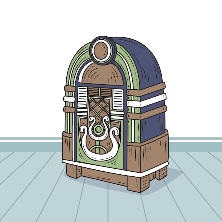 Vector Gratis ilustrasi jukebox digambar tangan