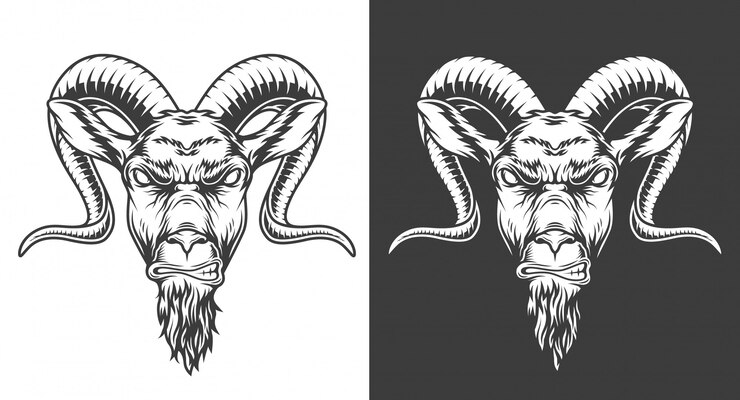 Vector Gratis ilustrasi kambing monokrom