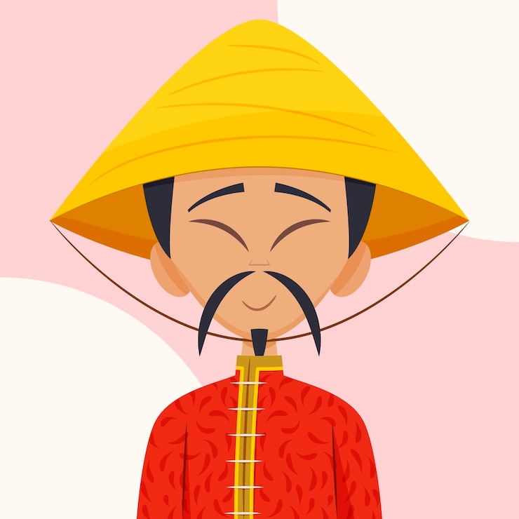 Vector Gratis ilustrasi karakter kartun asia digambar tangan