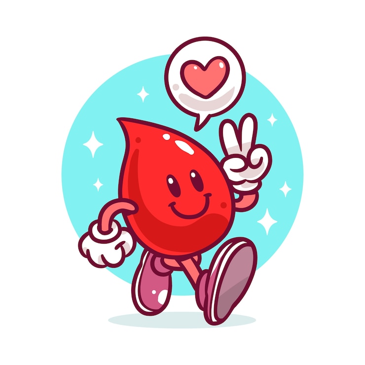 Vector Gratis ilustrasi kartun darah digambar tangan