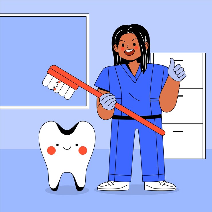 Vector Gratis ilustrasi kartun dokter gigi yang digambar tangan