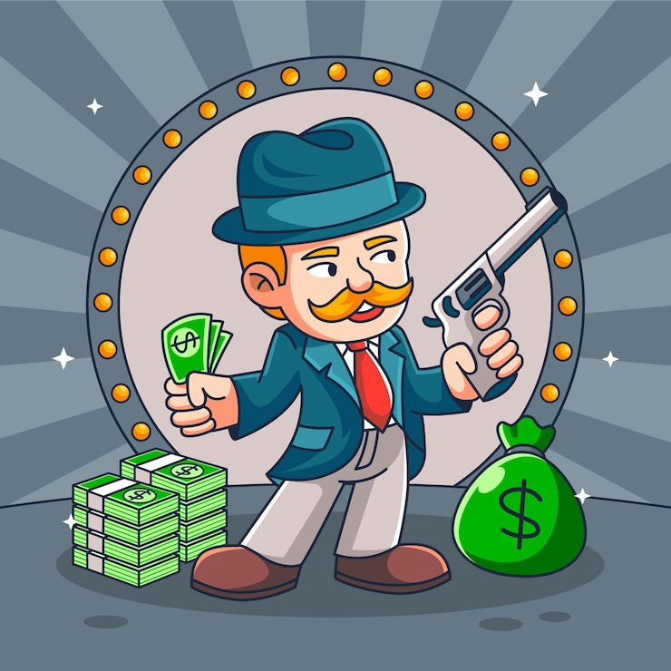 Vector Gratis ilustrasi kartun gangster digambar tangan