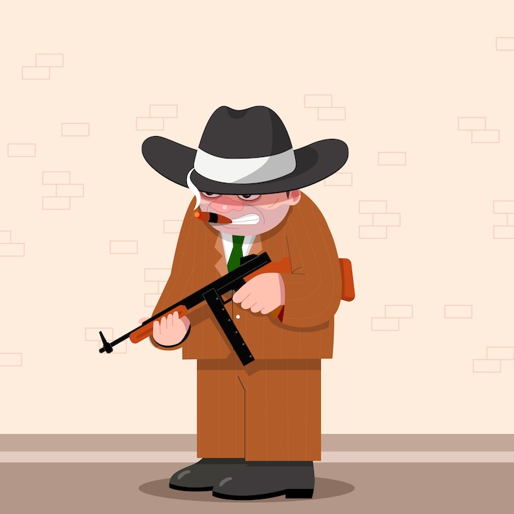 Vector Gratis ilustrasi kartun gangster digambar tangan