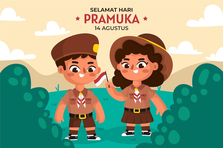 Vector Gratis ilustrasi kartun hari pramuka