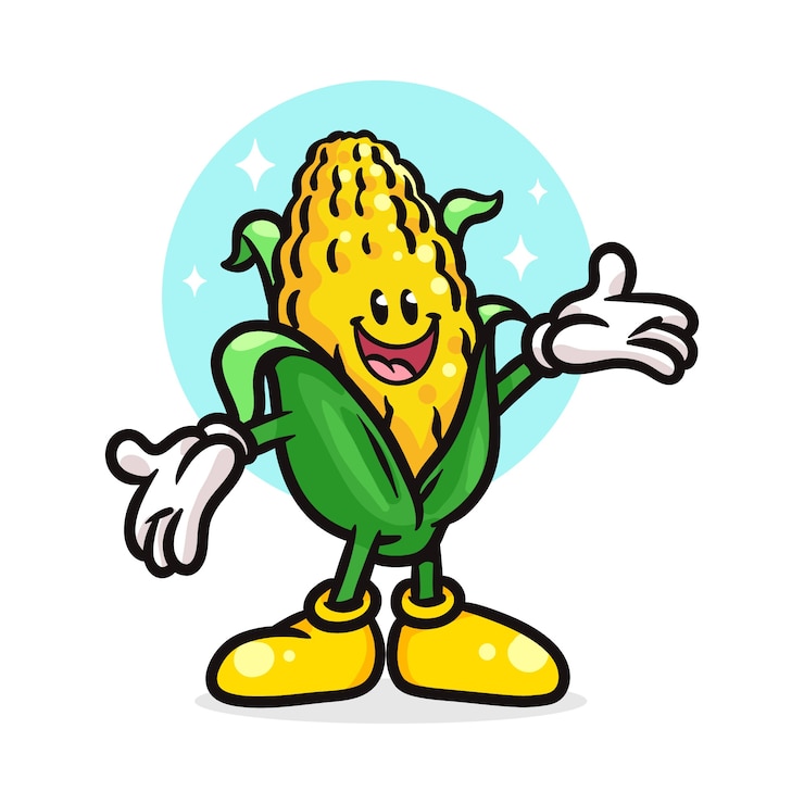 Vector Gratis ilustrasi kartun jagung digambar tangan