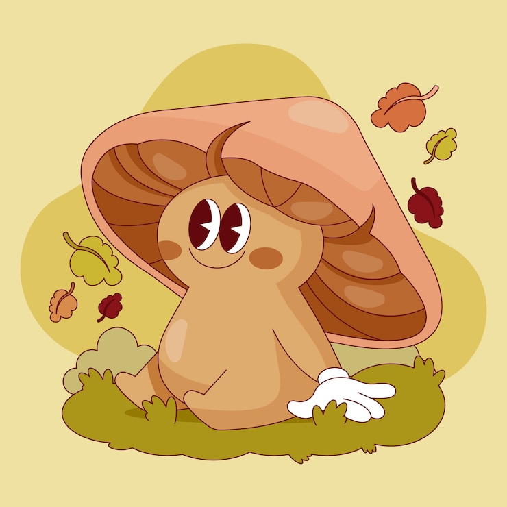 Vector Gratis ilustrasi kartun jamur yang digambar tangan