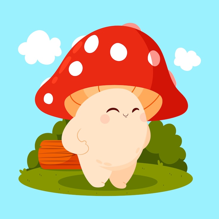 Vector Gratis ilustrasi kartun jamur yang digambar tangan