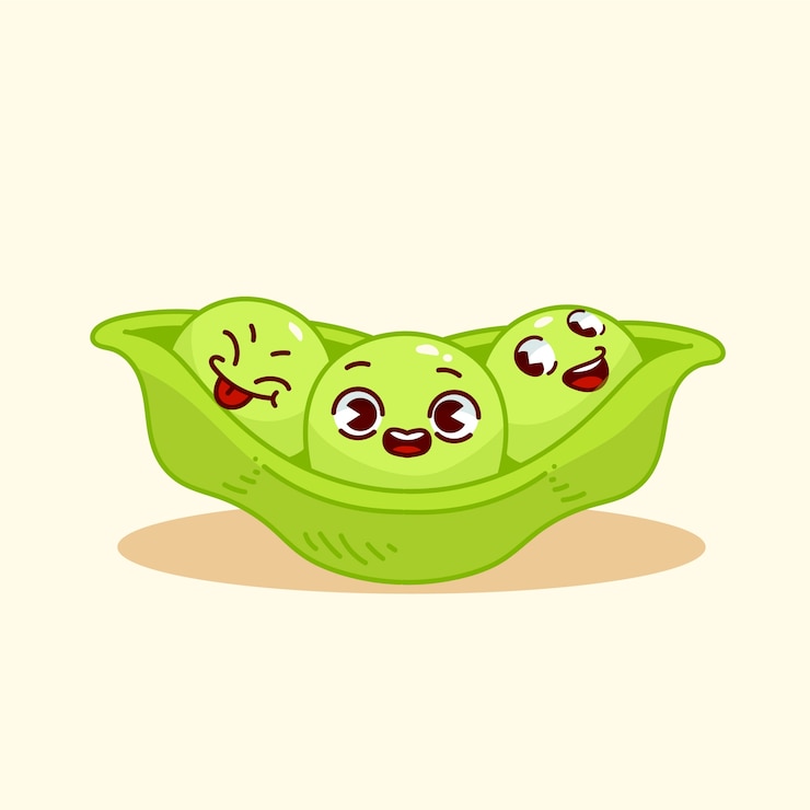 Vector Gratis ilustrasi kartun kacang polong digambar tangan