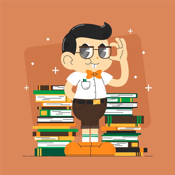 Vector Gratis ilustrasi kartun kutu buku digambar tangan