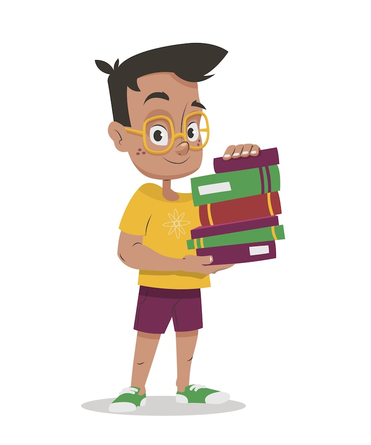Vector Gratis ilustrasi kartun kutu buku digambar tangan