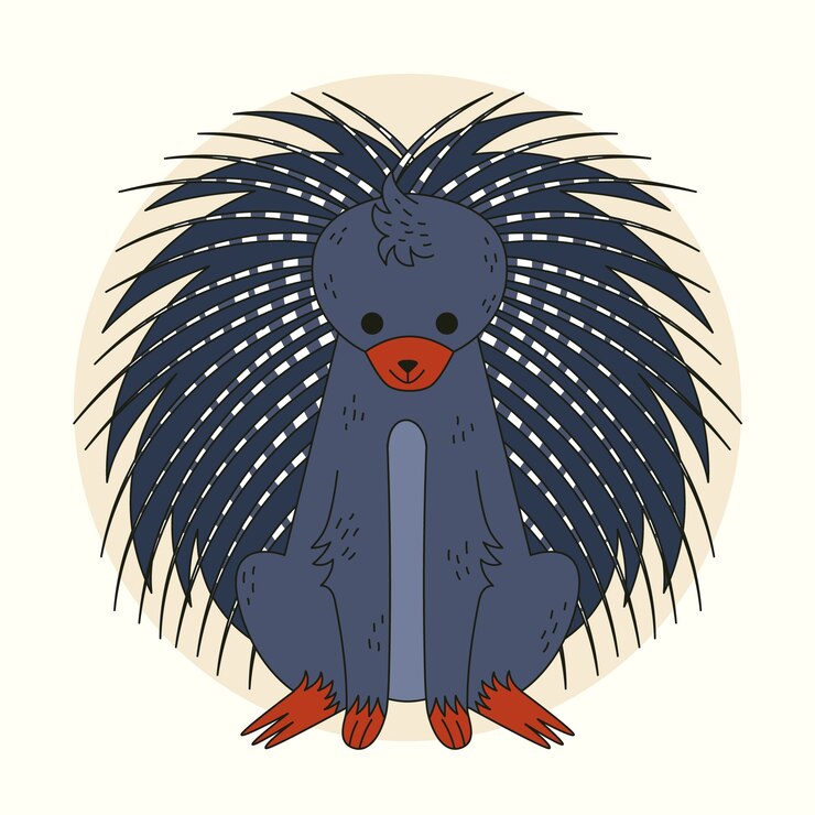 Vector Gratis ilustrasi kartun landak digambar tangan