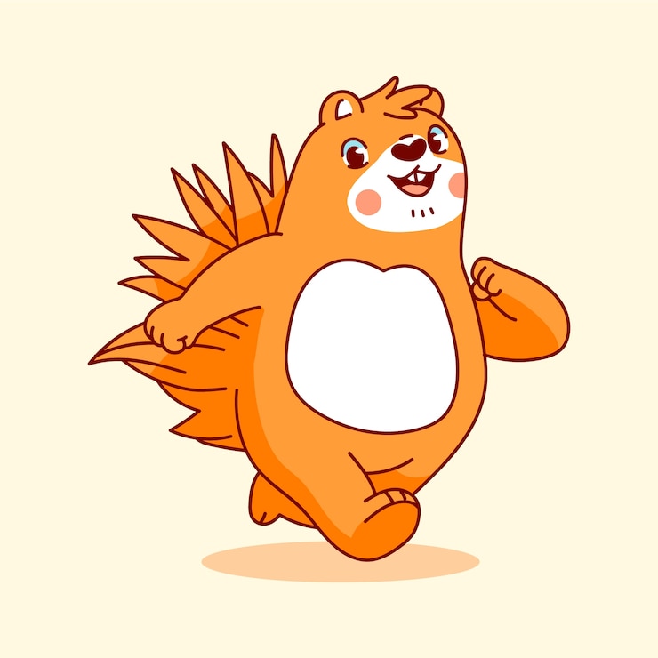 Vector Gratis ilustrasi kartun landak digambar tangan