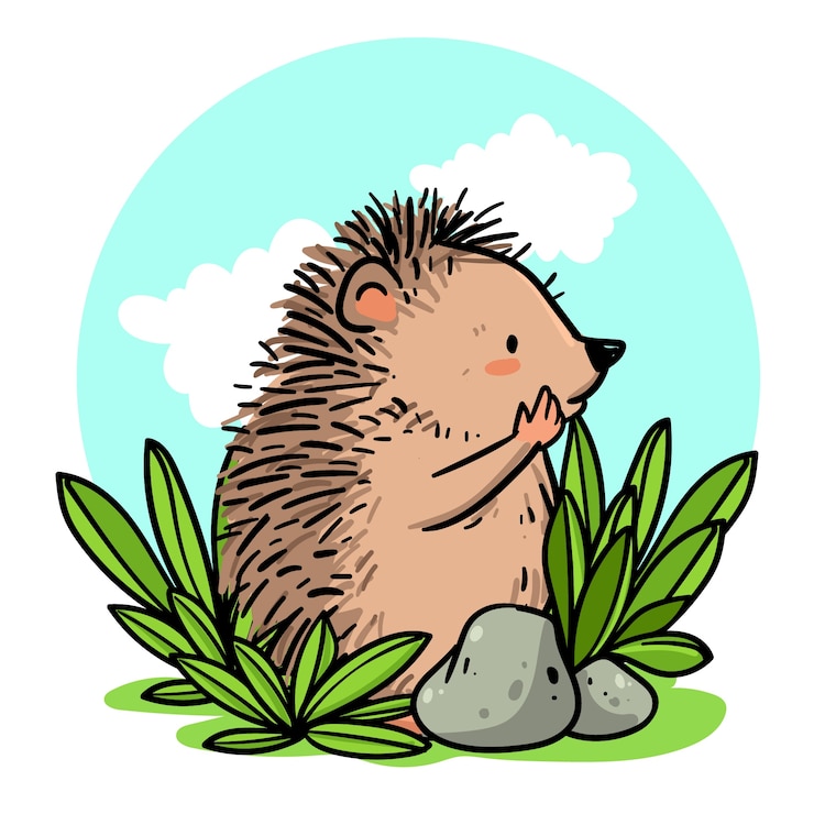 Vector Gratis ilustrasi kartun landak digambar tangan