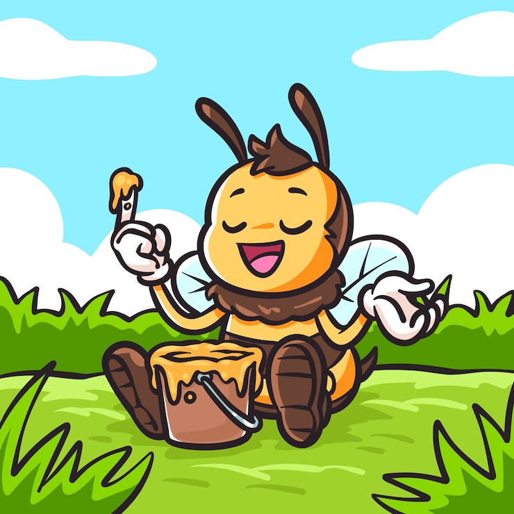 Vector Gratis ilustrasi kartun lebah digambar tangan