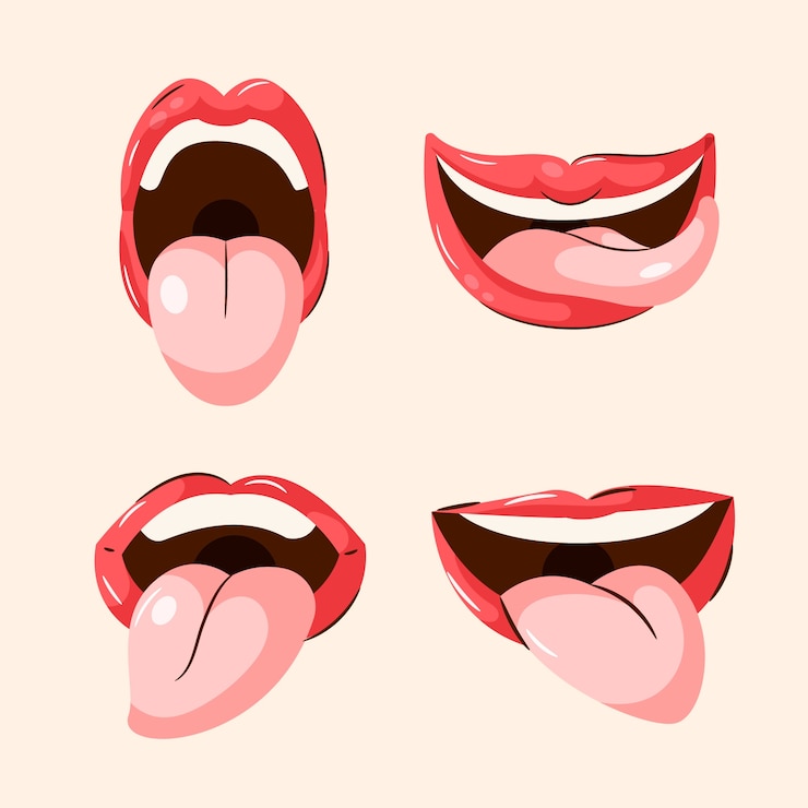 Vector Gratis ilustrasi kartun lidah digambar tangan