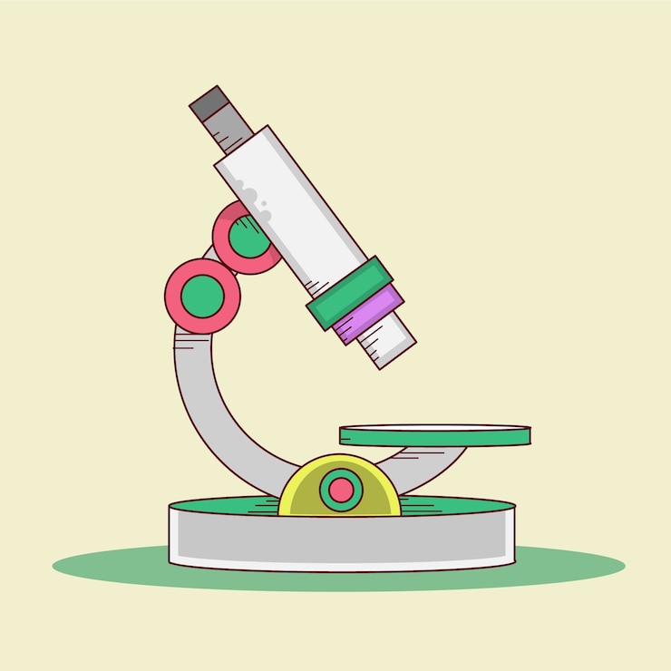 Vector Gratis ilustrasi kartun mikroskop yang digambar tangan