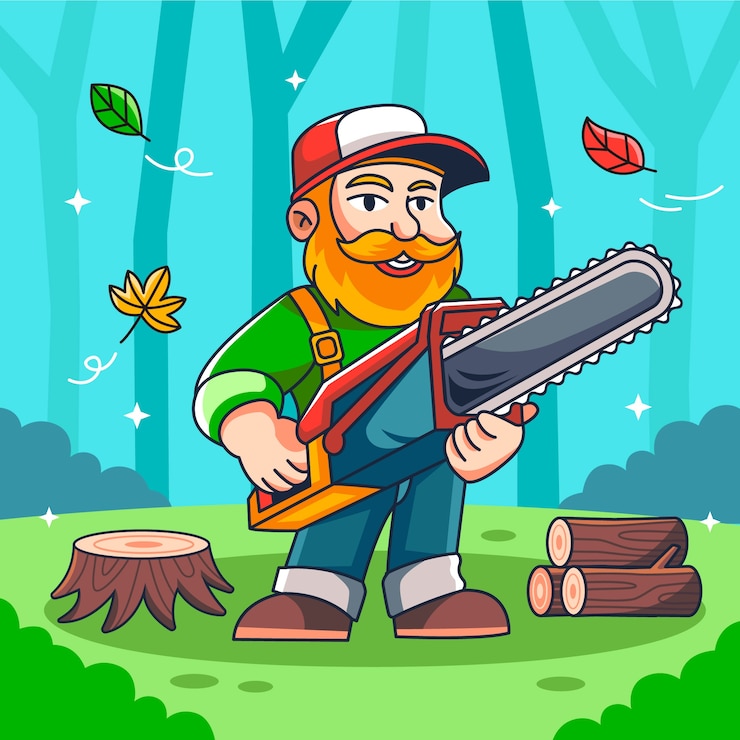Vector Gratis ilustrasi kartun penebang kayu digambar tangan