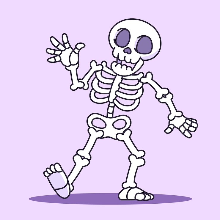 Vector Gratis ilustrasi kartun rangka yang digambar tangan