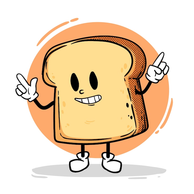 Vector Gratis ilustrasi kartun roti panggang digambar tangan