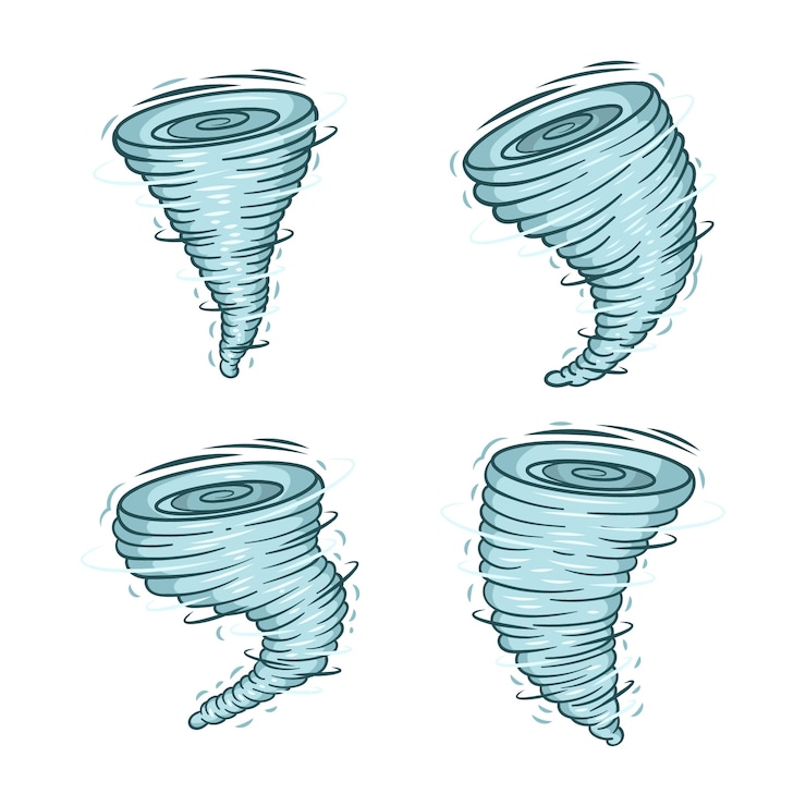 Vector Gratis ilustrasi kartun tornado digambar tangan