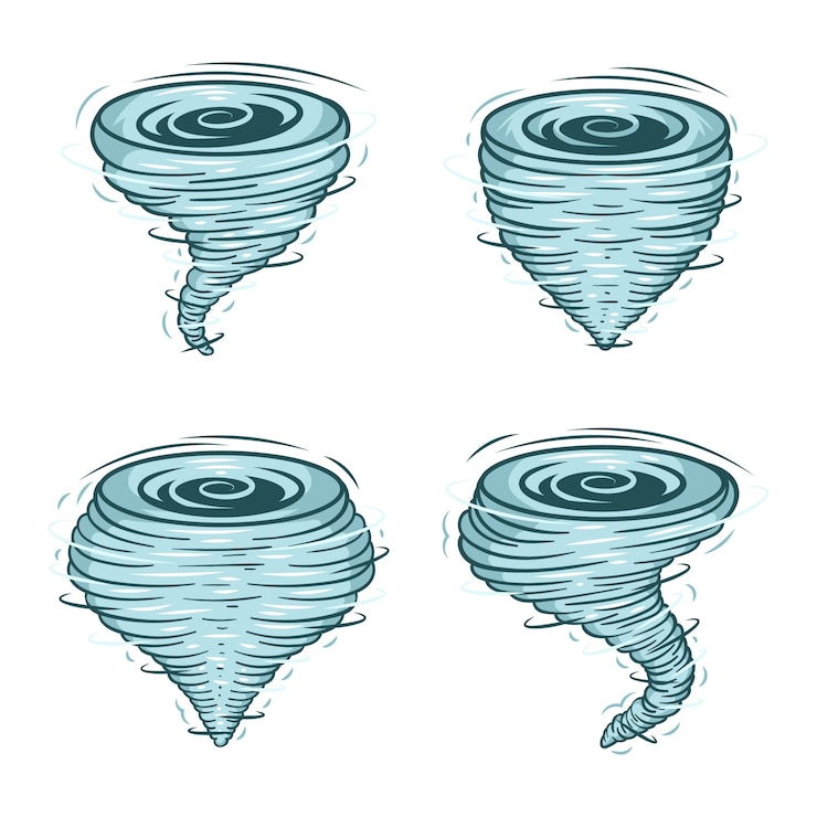 Vector Gratis ilustrasi kartun tornado digambar tangan