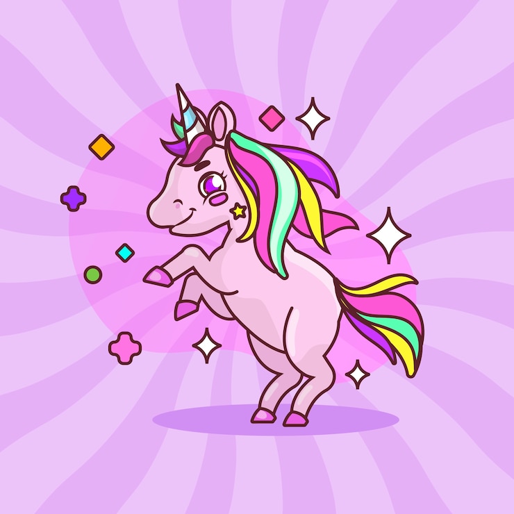 Vector Gratis ilustrasi kartun unicorn yang digambar tangan