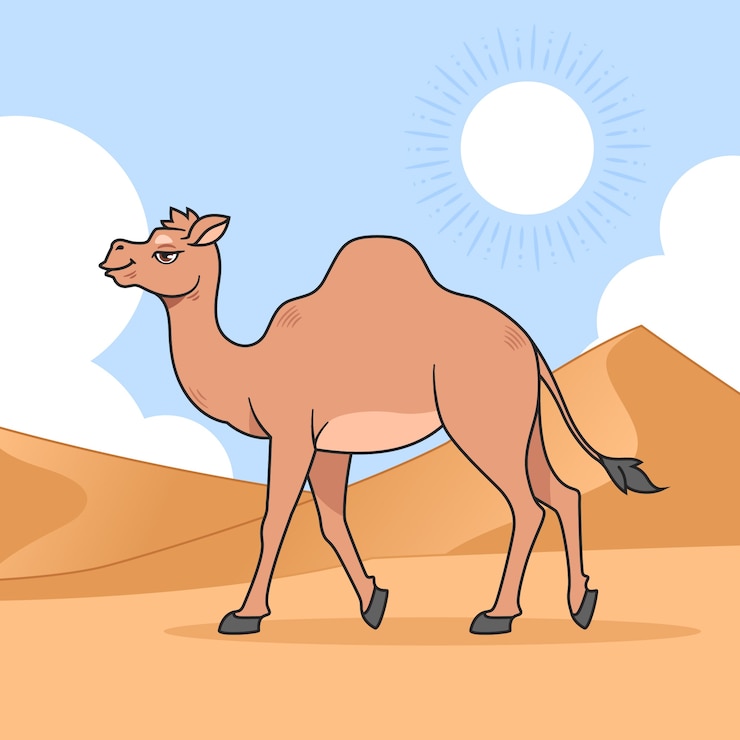 Vector Gratis ilustrasi kartun unta digambar tangan