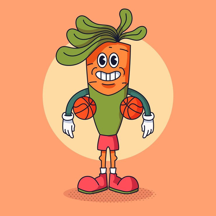 Vector Gratis ilustrasi kartun wortel digambar tangan