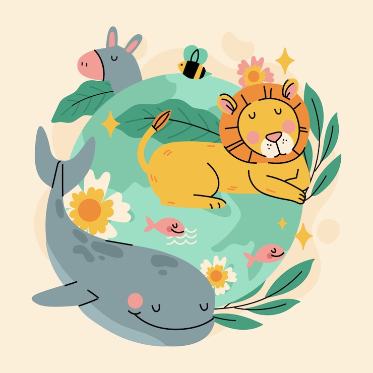 Vector Gratis ilustrasi keanekaragaman hayati digambar tangan