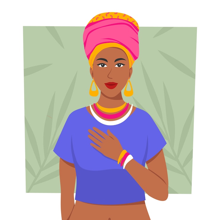 Vector Gratis ilustrasi kecantikan etnis digambar tangan