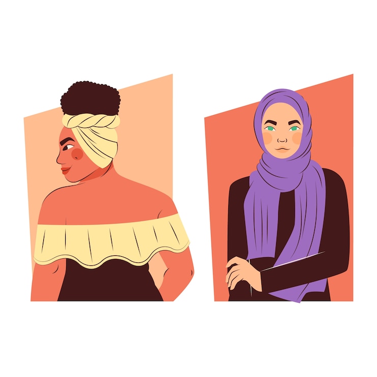 Vector Gratis ilustrasi kecantikan etnis digambar tangan