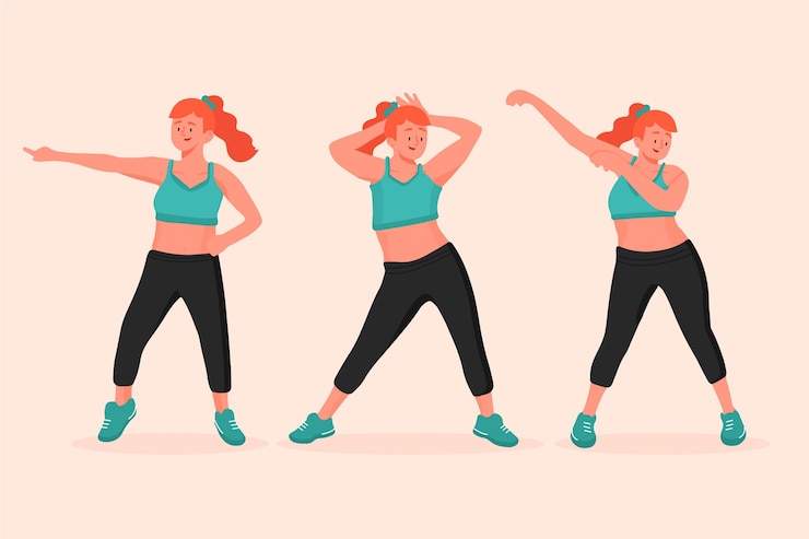 Vector Gratis ilustrasi kelas kebugaran dansa datar digambar tangan