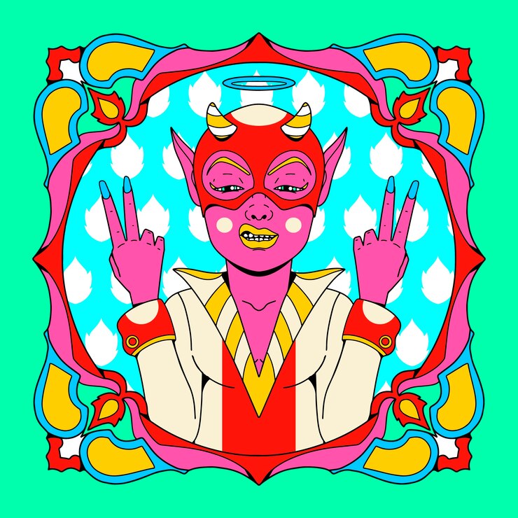 Vector Gratis ilustrasi kitsch digambar tangan