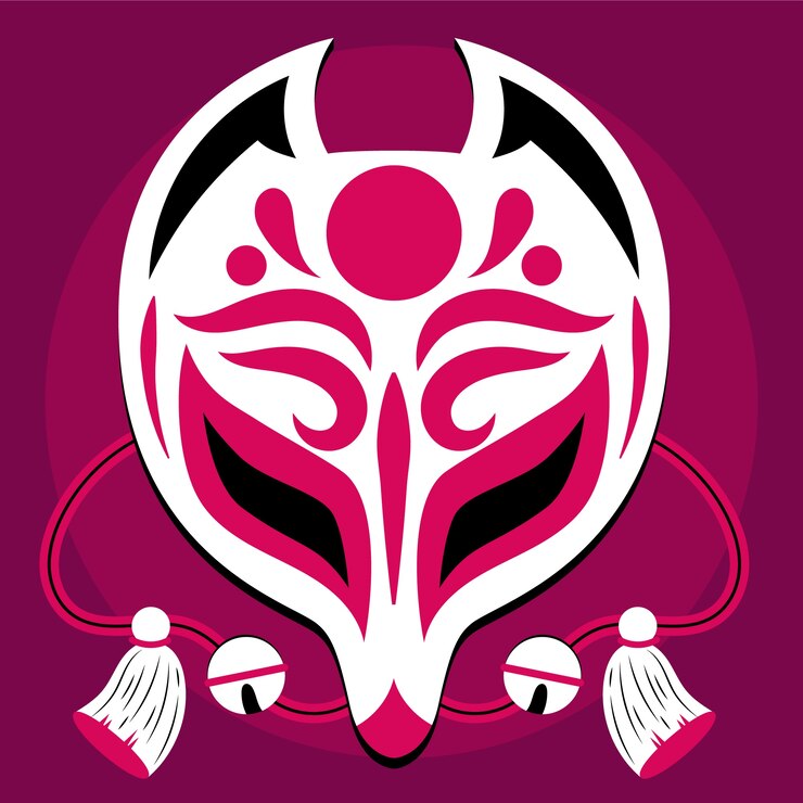 Vector Gratis ilustrasi kitsune digambar tangan