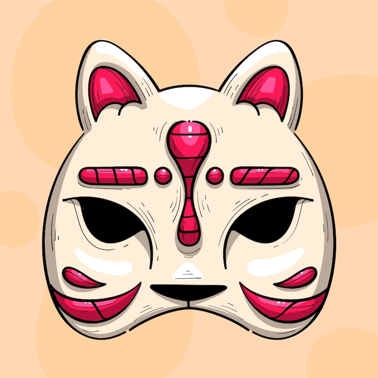 Vector Gratis ilustrasi kitsune digambar tangan